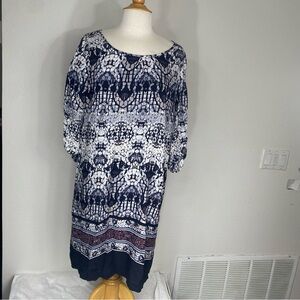 Comma Women’s Black Gray Abstract Print Shift Dress Size 10 Laggenlook Retro